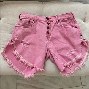 Free People One Teaspoon Pink Frayed Hem Distressed Denim Shorts
NWOT